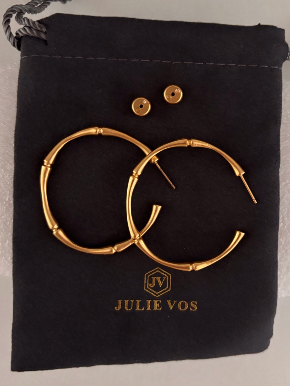 NWOT Julie Vos Bamboo Hoop Earrings - Picture 6 of 6